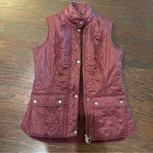 Barbour Quilted Vest Womens Black Cherry Wray Gilet Fleece Lined Zip USA Sz 6